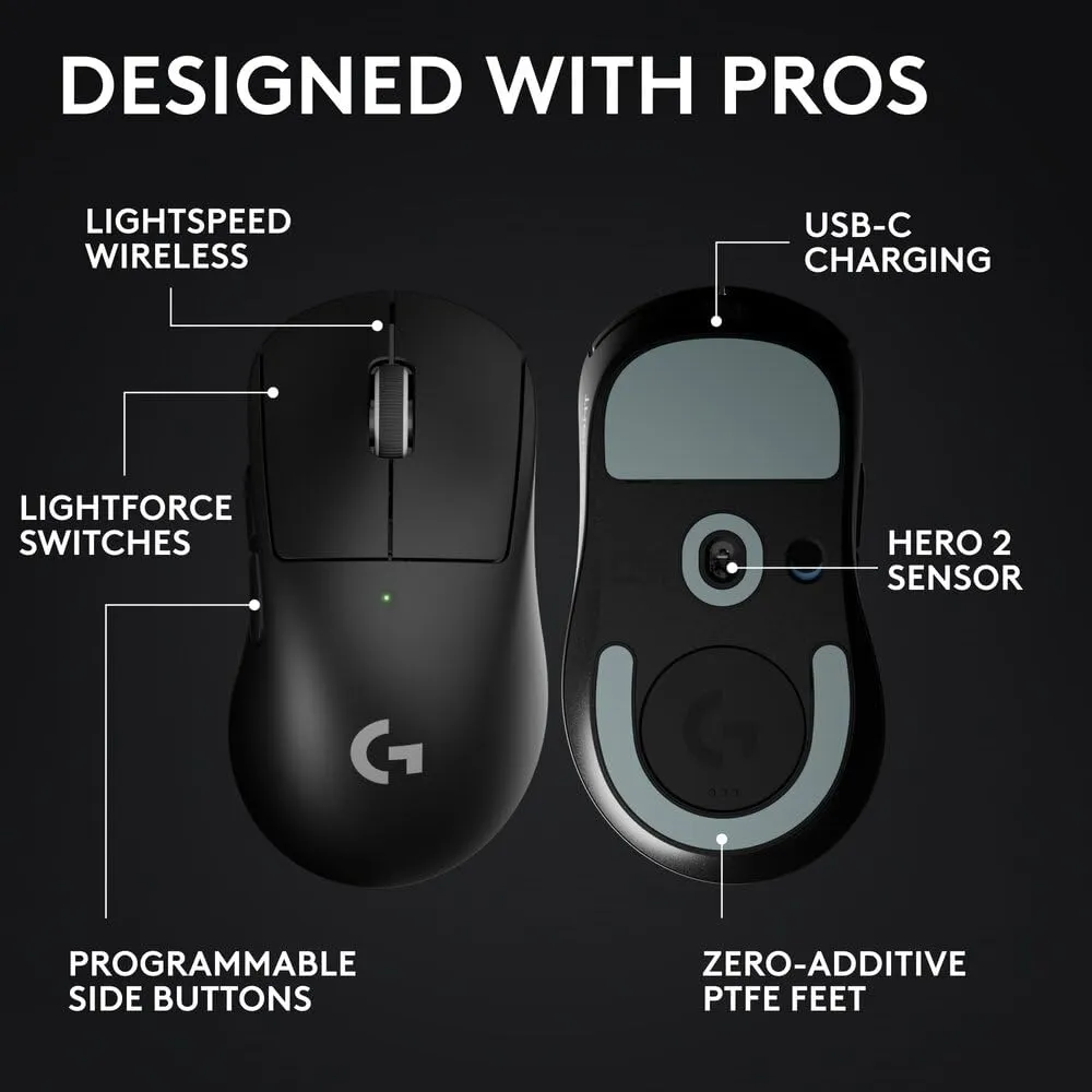Logitech G Pro X Superlight 2 DEX Black Wireless Gaming Mouse overview 4