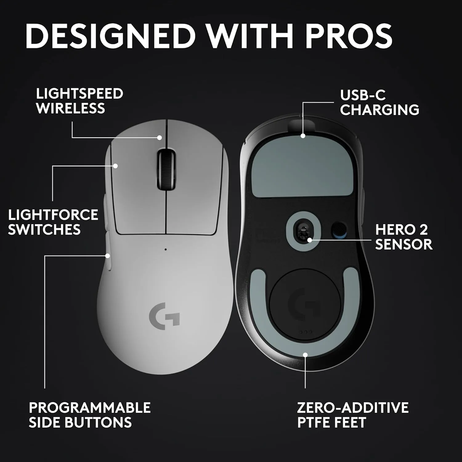 Logitech G Pro X Superlight 2 DEX White Wireless Gaming Mouse overview 3
