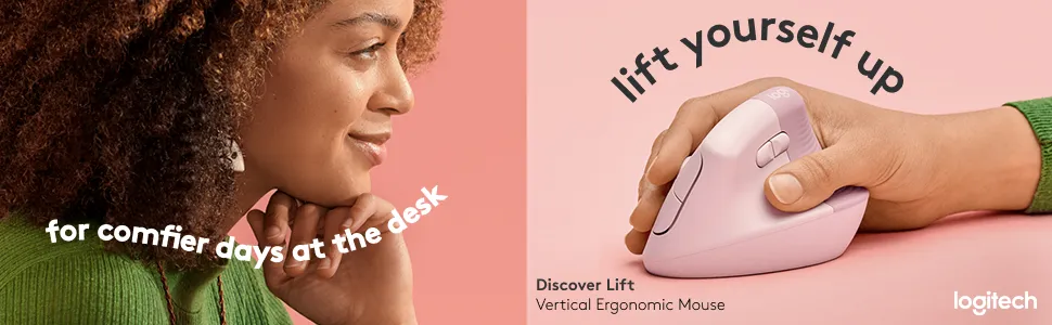 Logitech Lift Vertical Wireless Mouse (Rose) overview 1
