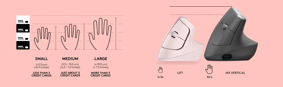 Logitech Lift Vertical Wireless Mouse (Rose) overview 2