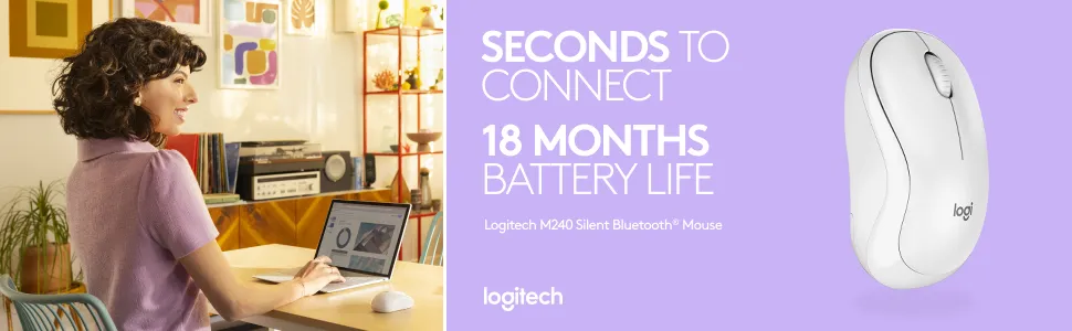 Logitech M240 Silent Bluetooth Mouse (Pink) overview 1