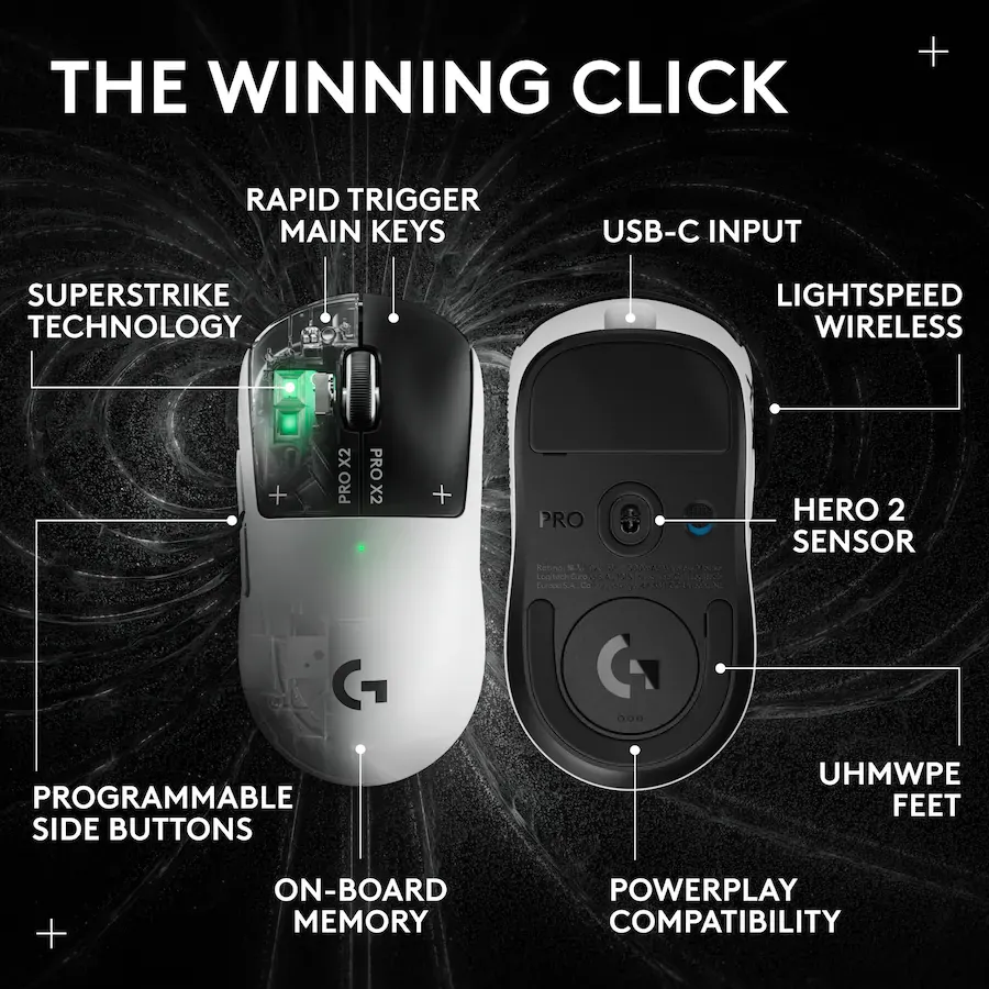 Logitech PRO X2 SUPERSTRIKE Wireless Gaming Mouse overview 3