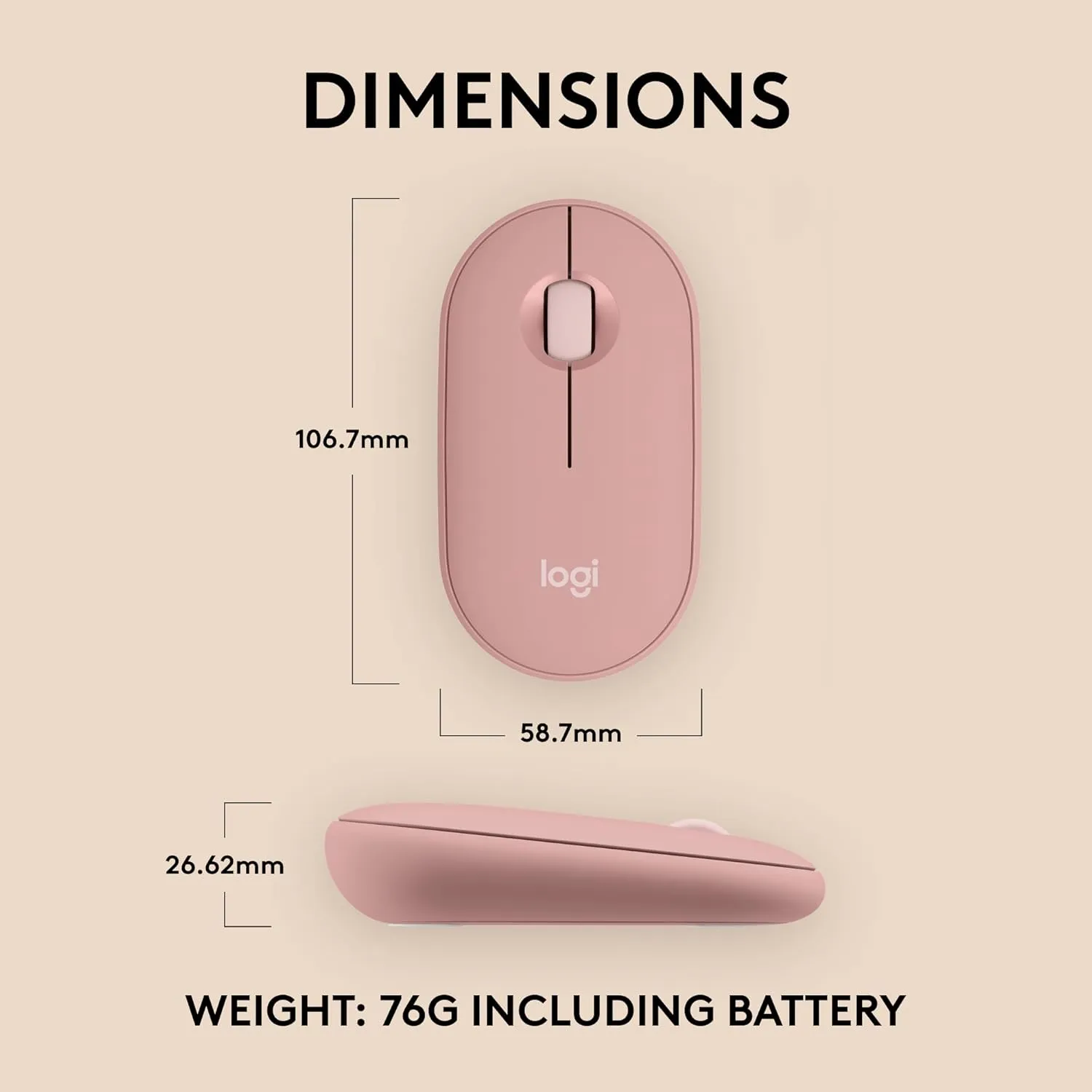 Logitech Pebble Mouse 2 M350s Slim Bluetooth Wireless Mouse (Tonal Rose) overview 12