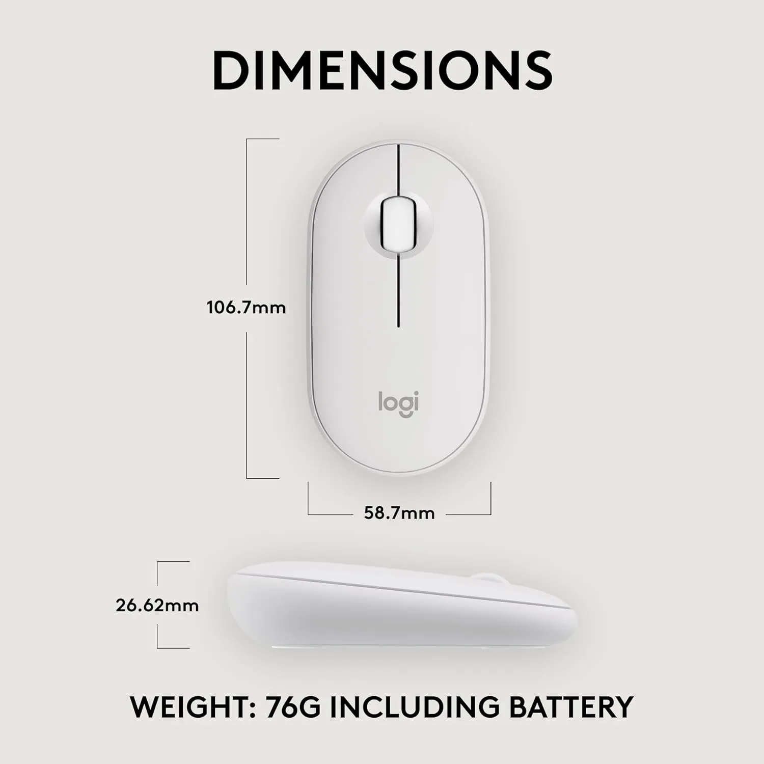 Logitech Pebble Mouse 2 M350s Slim Bluetooth Wireless Mouse (Tonal White) overview 11