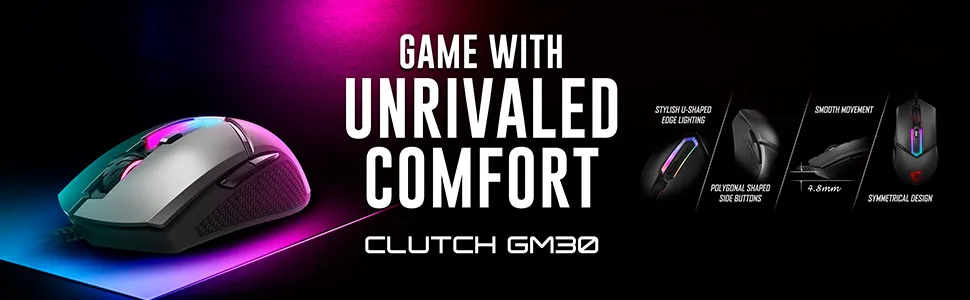 MSI Clutch GM30 6200 DPI Adjustable Wired RGB Gaming Mouse overview 1