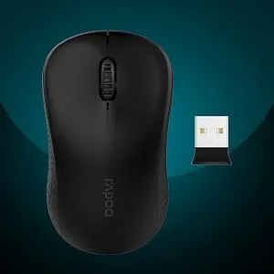 RAPOO M20 Wireless Mouse, 2.4 GHz with USB Nano Receiver, Optical Tracking, Ambidextrous, PC/Mac/Laptop - Black overview 7