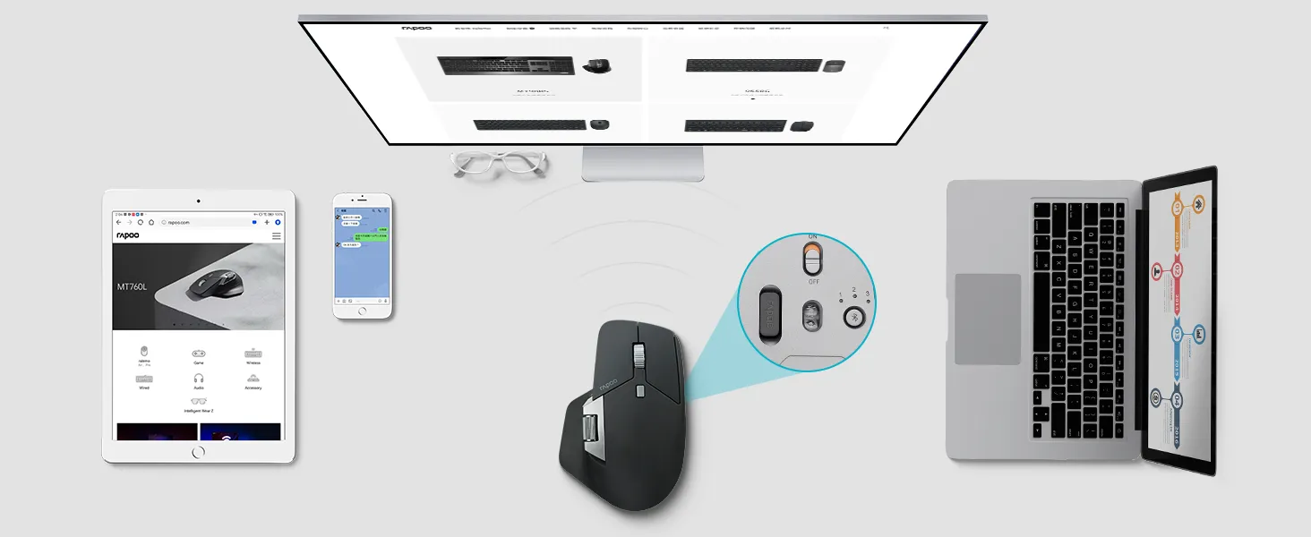 Rapoo MT760L Wireless Bluetooth Mouse (Matte Black) overview 2