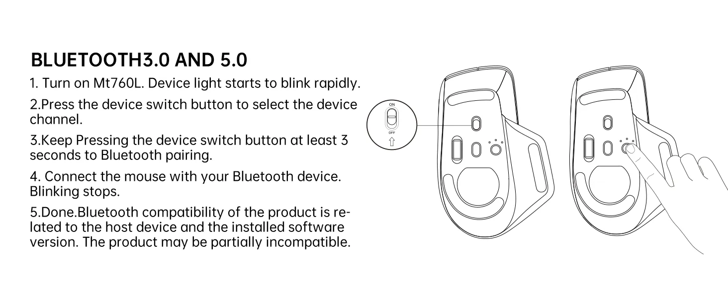 Rapoo MT760L Wireless Bluetooth Mouse (Matte Black) overview 9