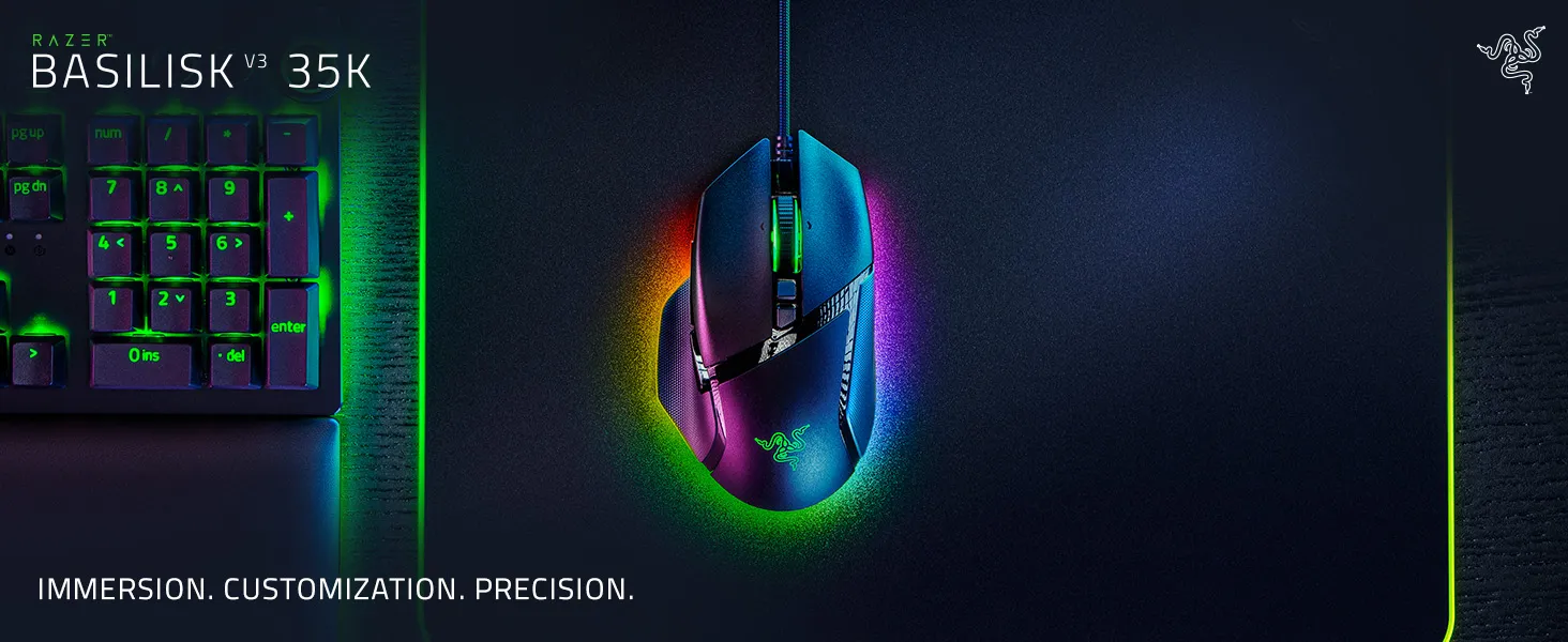 Razer Basilisk V3 35K Wired Ergonomic Gaming Mouse (Black) overview 1