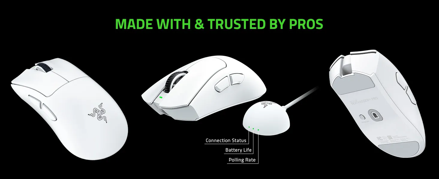 Razer DEATHADDER V4 PRO Wireless Gaming Mouse (White) overview 2