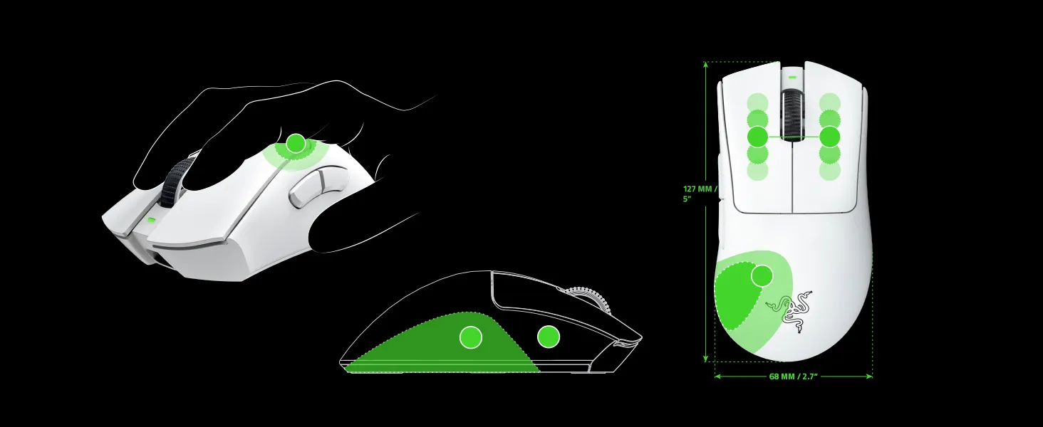 Razer DeathAdder V3 Pro Wireless Gaming Mouse (White) overview 3