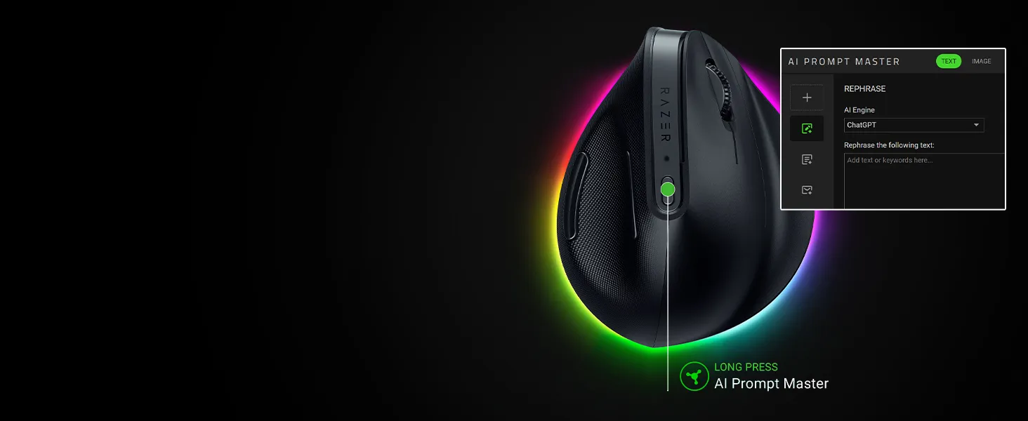 Razer Pro Click V2 Vertical Wireless Mouse (Black) overview 2
