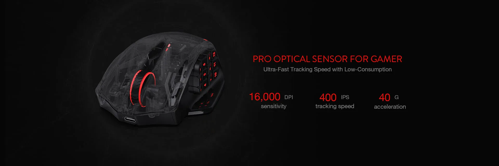 Redragon M913 Impact Elite Wired and Wireless Gaming Mouse (Black) overview 2