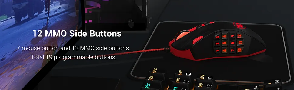 Redragon PERDICTION M901 K-2 RGB Wired PC Gaming Mouse with Weights overview 1