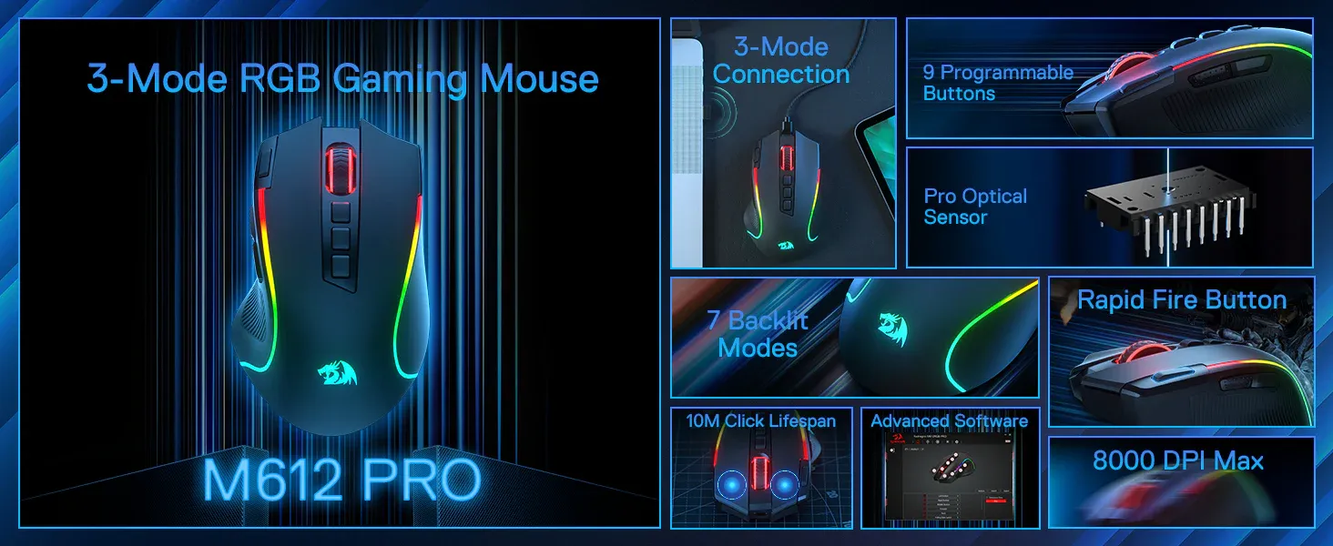 Redragon Predator M612 Pro RGB Wireless Mouse overview 1