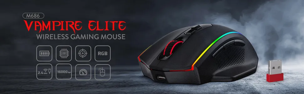 Redragon Vampire Elite M686 Wired and Wireless Gaming Mouse overview 1