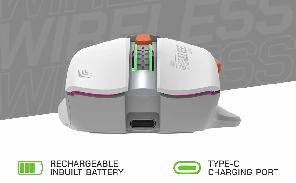TAG WM800 Wireless Gaming Mouse with 2.4 GHz Wireless (Connectivity), Rechargeable Battery, RGB Lights, Adjustable Optical 1600 DPI, for Laptop, PC, Tablet, Smartphone overview 4