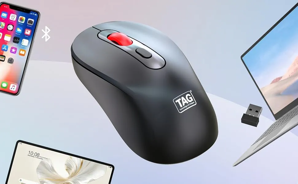 TAG WM900 Dual Mode Wireless Mouse (Black/RED) overview 1