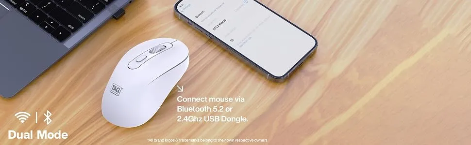 TAG WM900 Dual Mode Wireless Mouse (White) overview 2