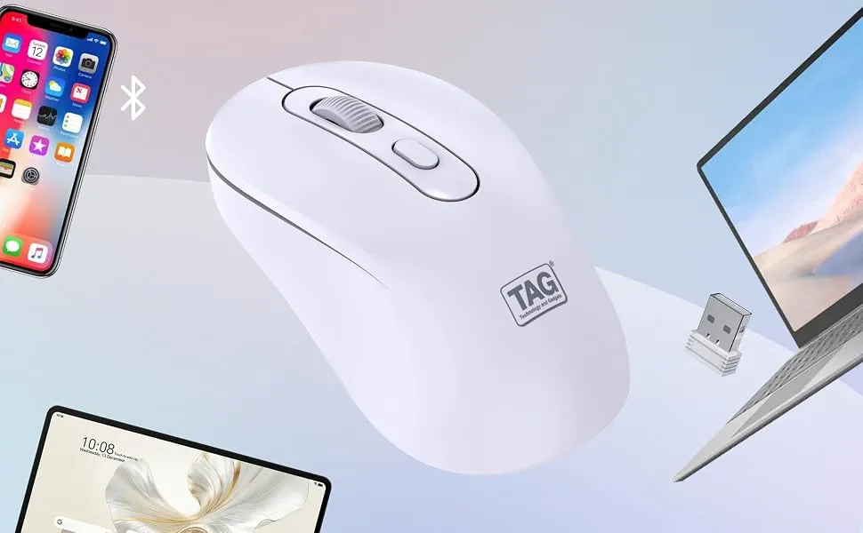 TAG WM900 Dual Mode Wireless Mouse (White/RED) overview 1