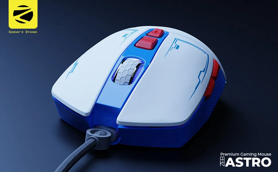 ZEBRONICS Astro Premium Gaming Mouse with Upto 7200 DPI, 7 Buttons, Braided Cable, High Resolution Sensor, Windows Software with RGB LED Light Modes overview 1