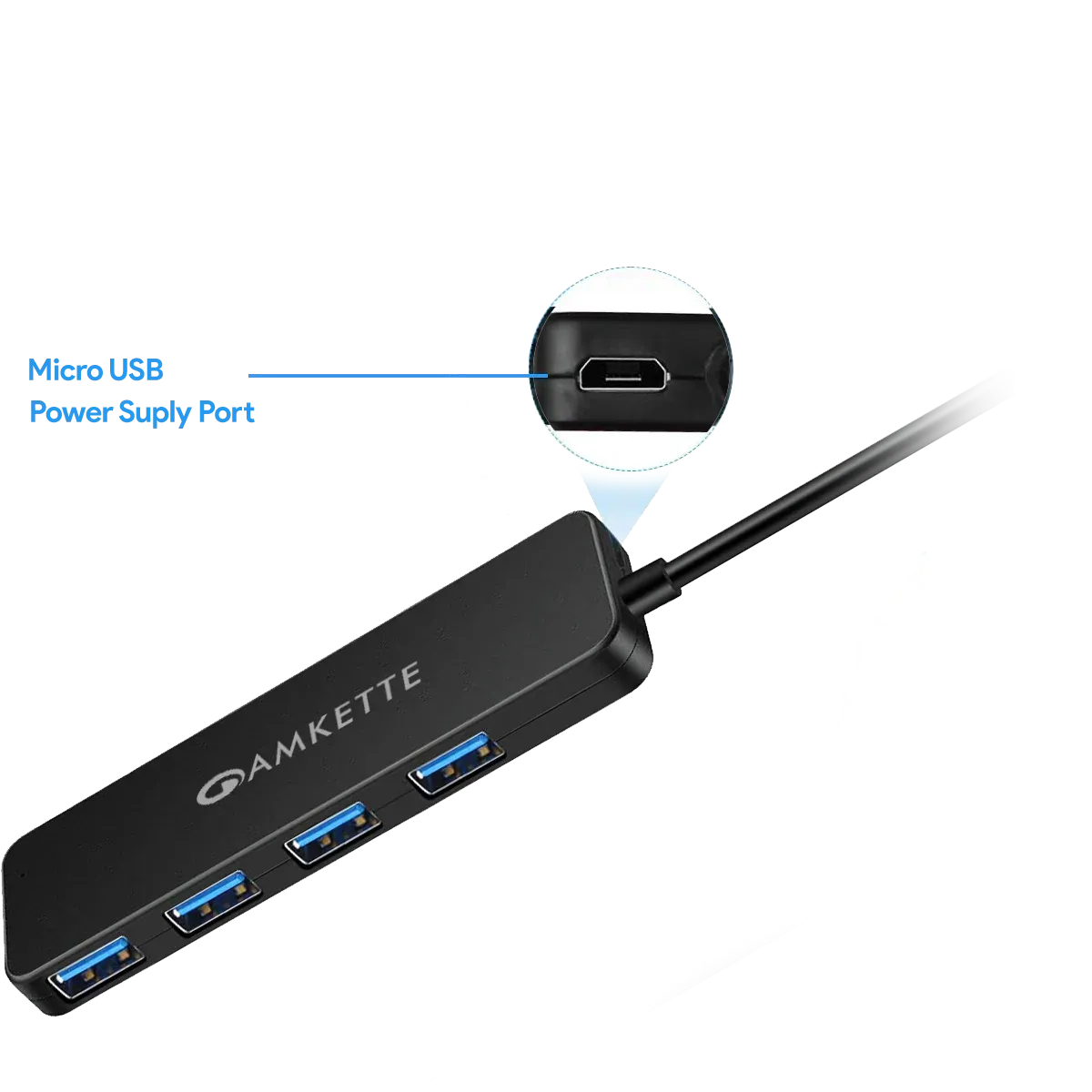 Amkette 4 Port Superspeed USB Hub 3.0 for PC & Laptops (Black) overview 4