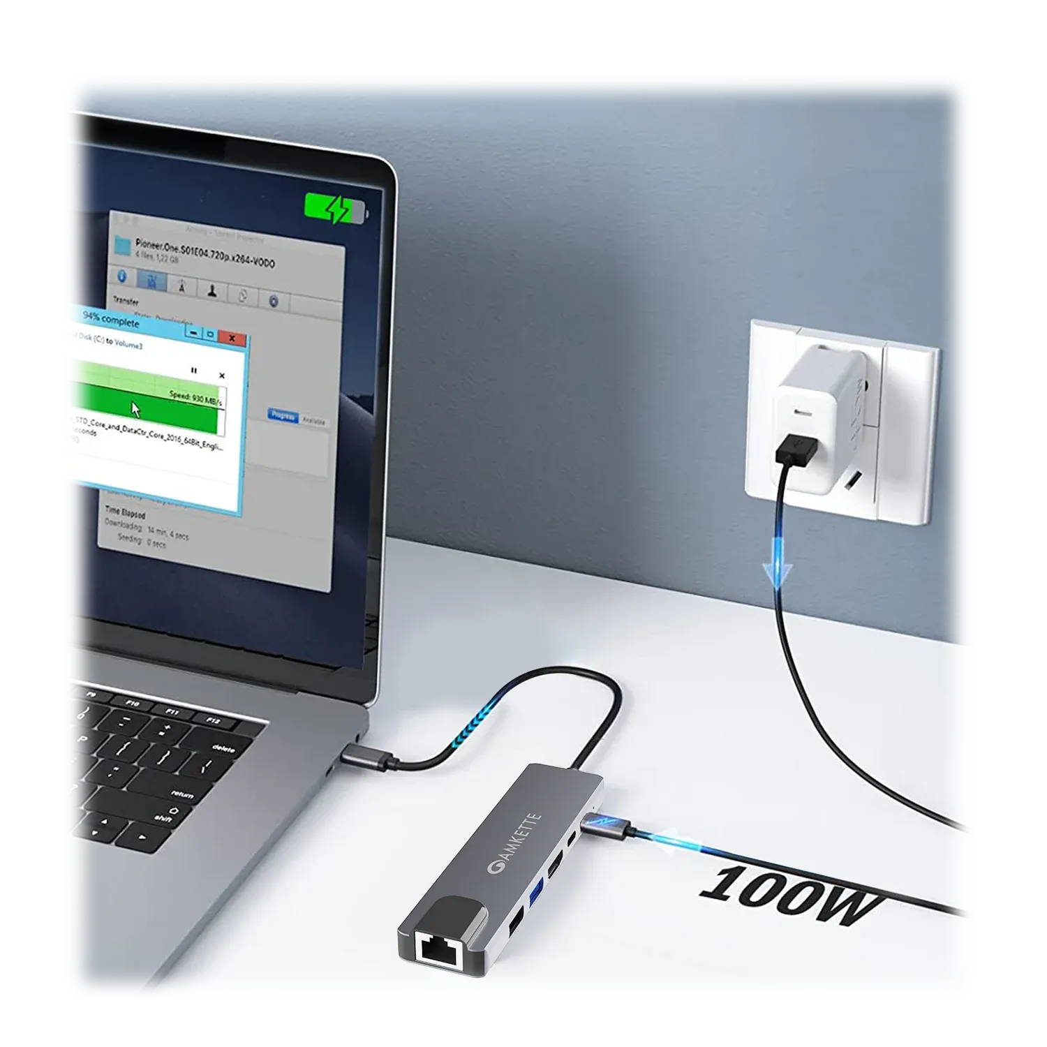 Amkette 6-in-1 Type C Ethernet USB Hub (Space Grey) overview 3