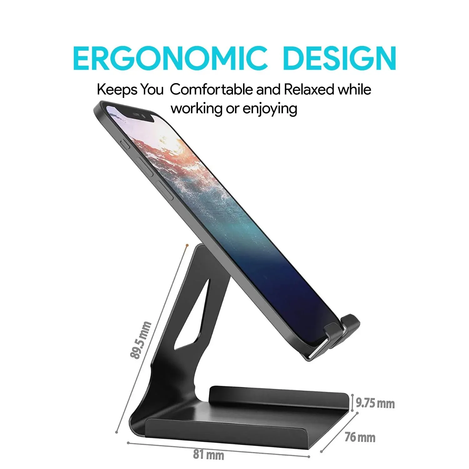Amkette Ergo Desk 2 in 1 Metal Phone Holder (Black) overview 2
