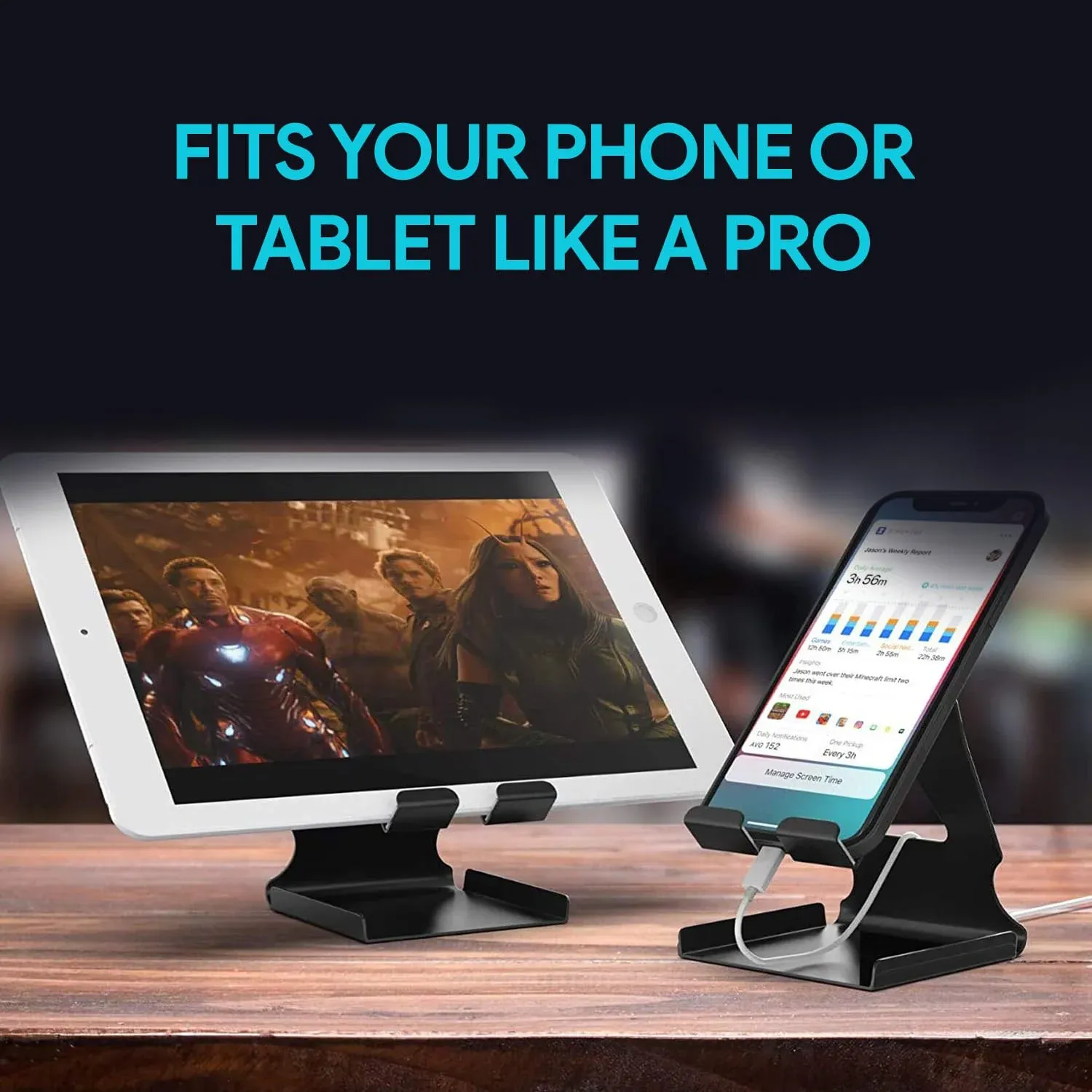 Amkette Ergo Desk 2 in 1 Metal Phone Holder (Black) overview 3