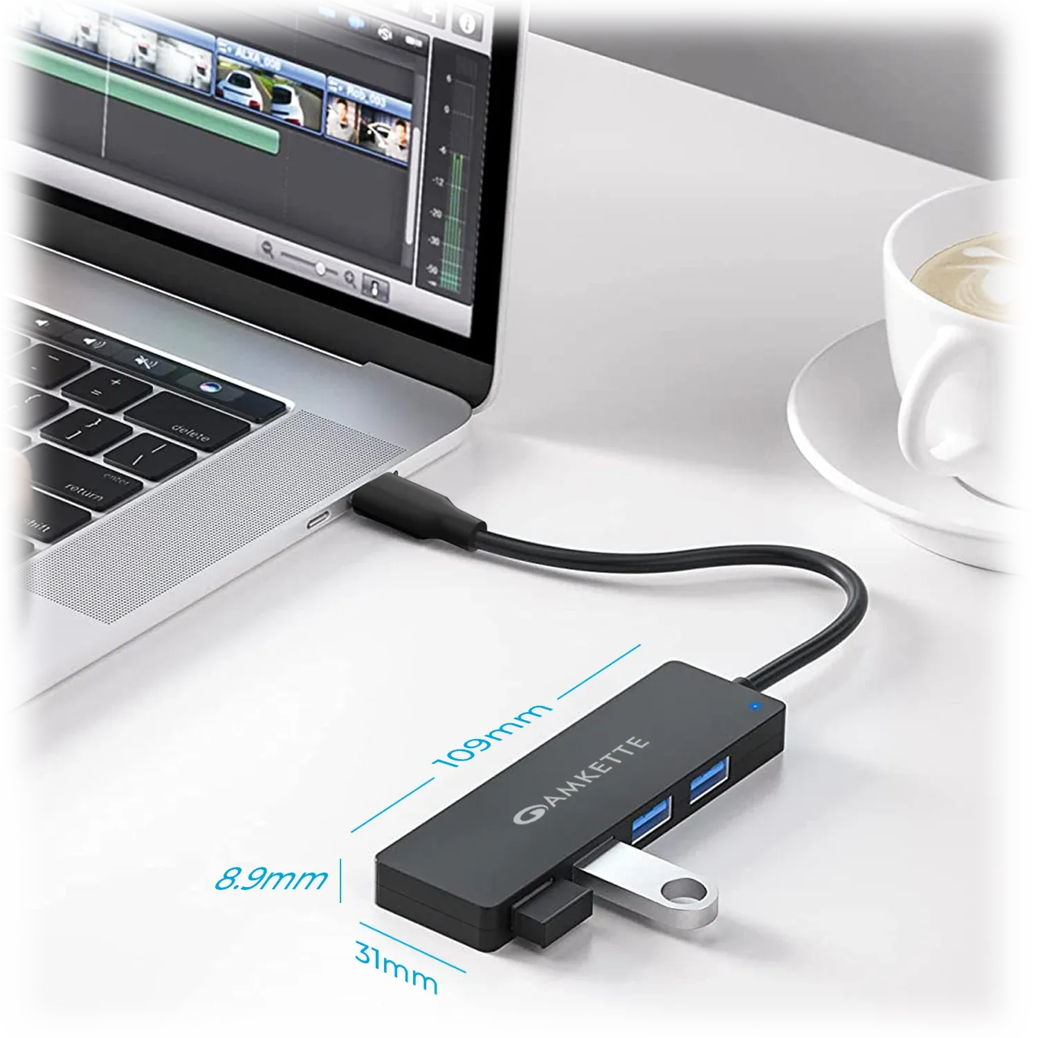 Amkette Type-C 4 Port True USB 3.0 Hub for Laptop, MacBook, chromebooks, Tablets & Smartphones (Black) overview 4