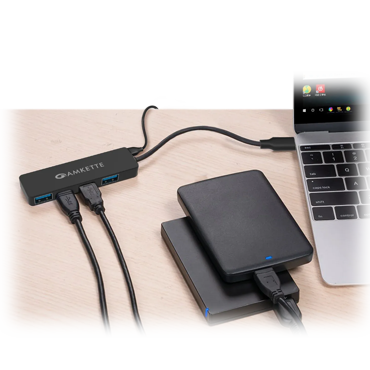 Amkette Type-C 4 Port True USB 3.0 Hub for Laptop, MacBook, chromebooks, Tablets & Smartphones (Black) overview 9