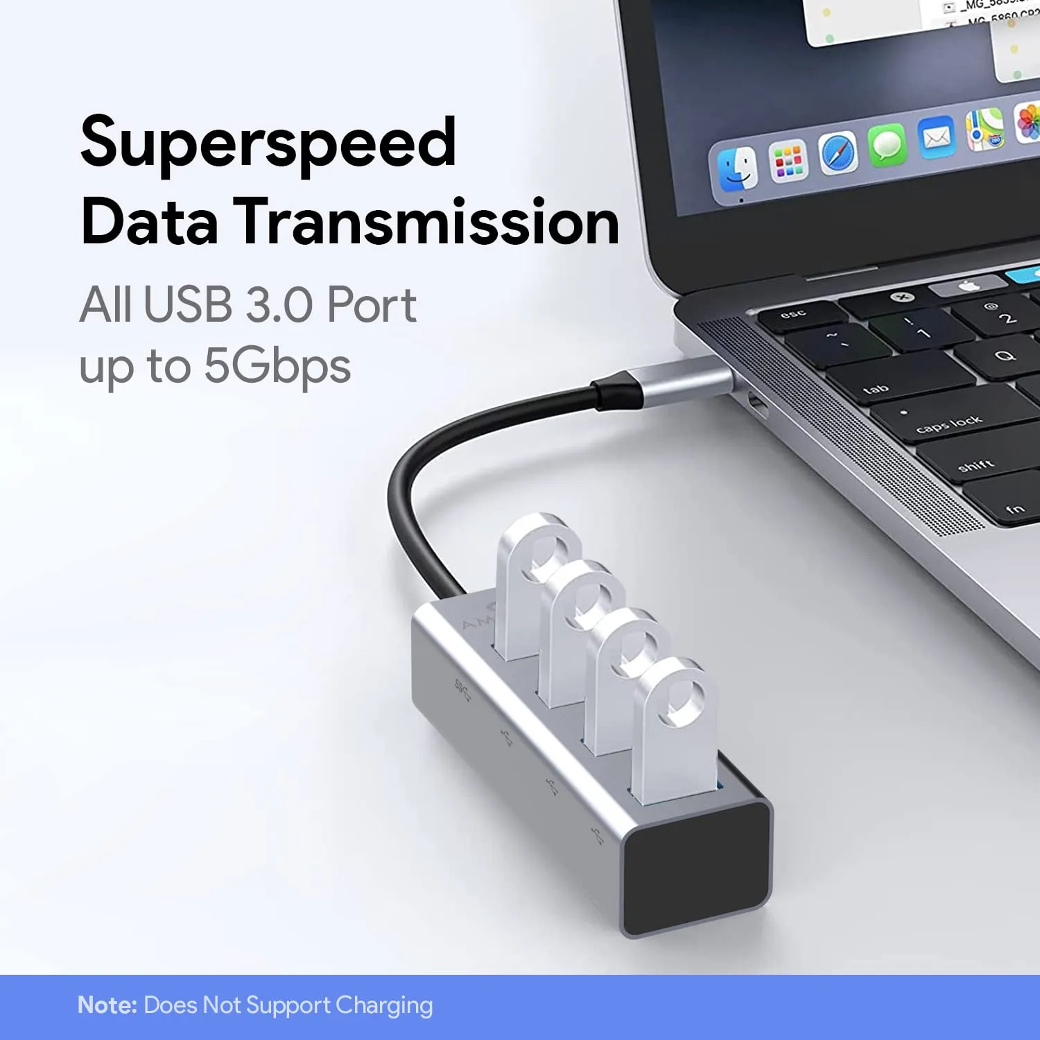 Amkette Type-C 4 Port USB 3.0 Hub (Grey) overview 2