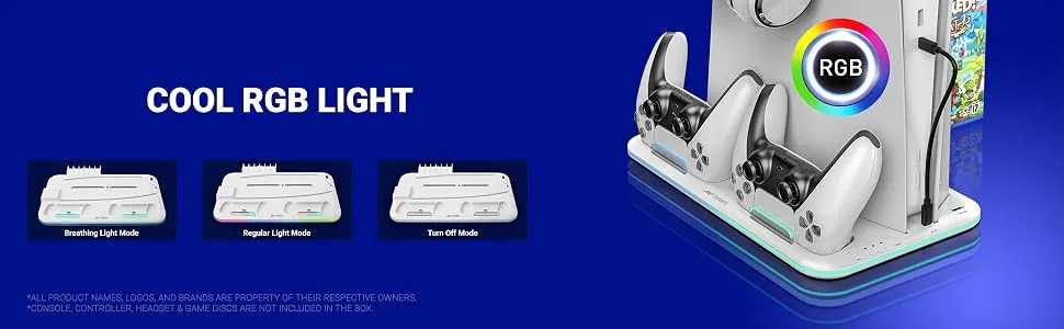 Ant Esports Dock 5 RGB Cooling And Charging Station For Sony PS5 (White) overview 3