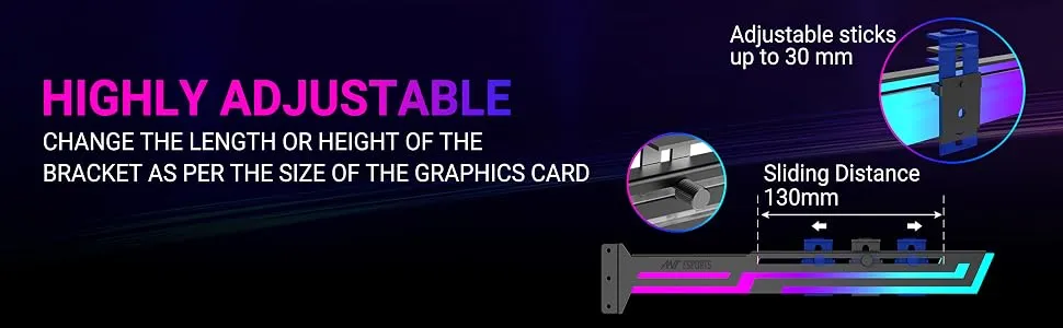 Ant Esports GCB90 ARGB Graphics Card Holder – Black overview 3
