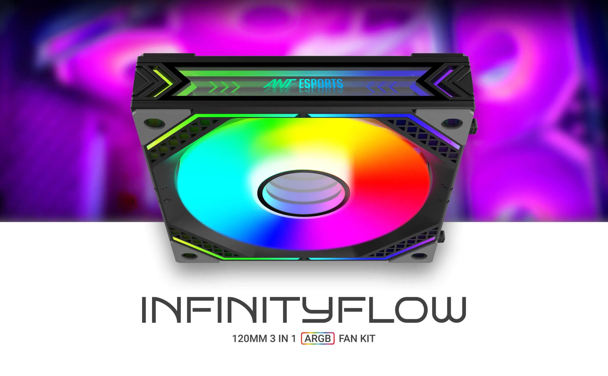 Ant Esports Infinity Flow ARGB - 120mm PWM Cabinet Fan Triple Pack overview 1