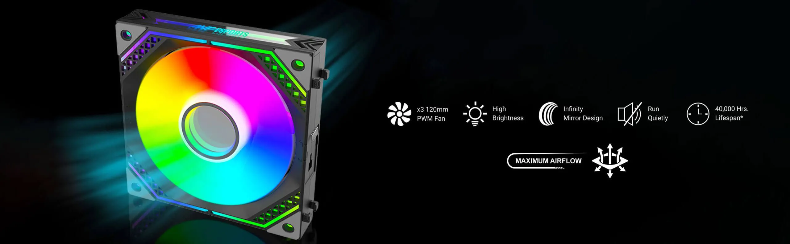 Ant Esports Infinity Flow ARGB - 120mm PWM Cabinet Fan Triple Pack overview 2