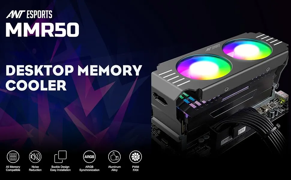 Ant Esports MMR50 Desktop Memory Cooler – Black overview 1