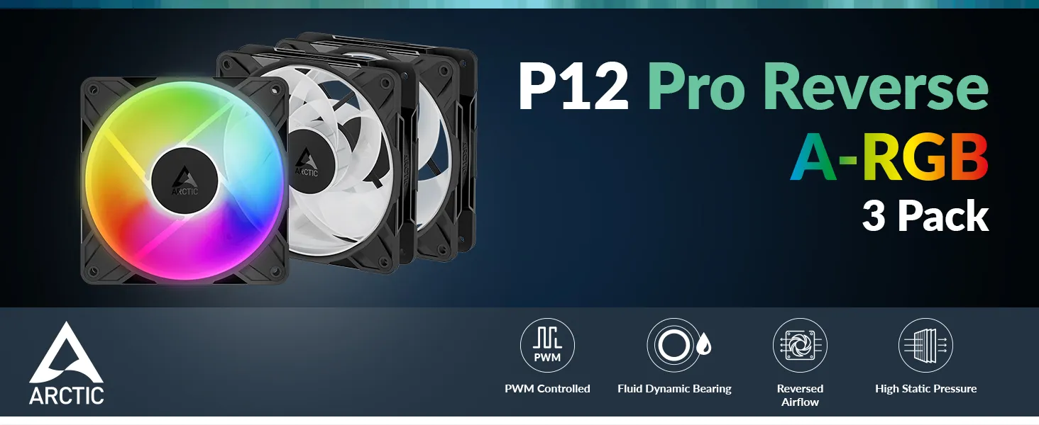 Arctic P12 Pro Reverse ARGB 120mm Triple Pack Cabinet Fan overview 1
