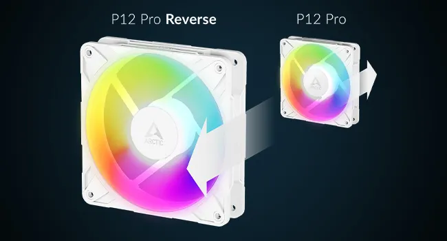 Arctic P12 Pro Reverse ARGB 120mm White Cabinet Fan overview 3