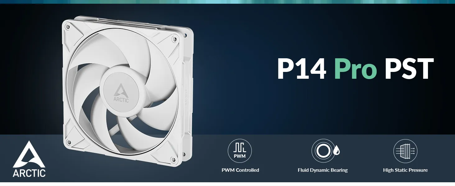 Arctic P14 Pro PST 140mm White Cabinet Fan overview 1