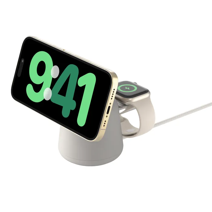 Belkin 2-in-1 MagSafe Wireless Charging Dock (for iPhone, Apple Watch, AirPods Pro and AirPods with Wireless Charging Case) - Sand overview 1