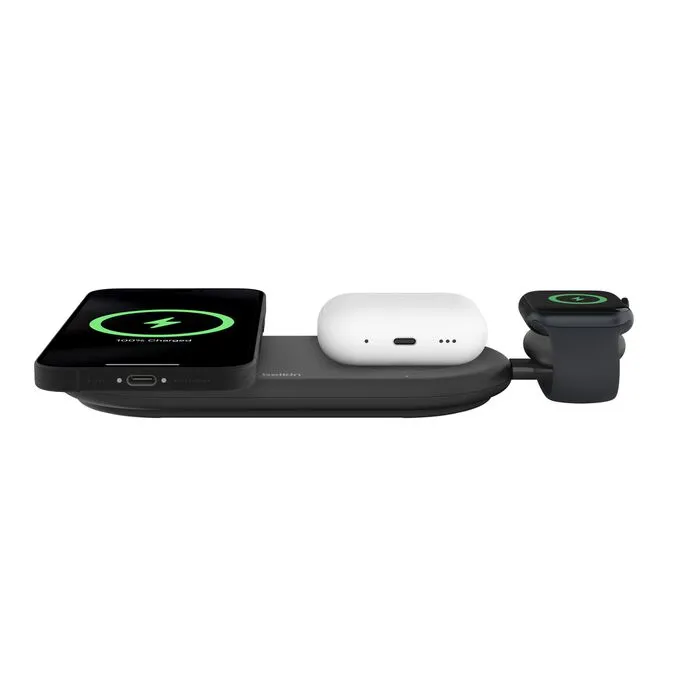 Belkin BoostCharge Pro 3-in-1 Magnetic Wireless Charging Pad with Qi2 15W (Black) overview 1