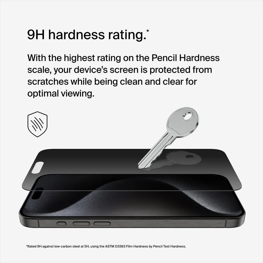 Belkin Privacy Tempered Glass Full Screen Protector Guard for iPhone 15 Pro Max overview 1