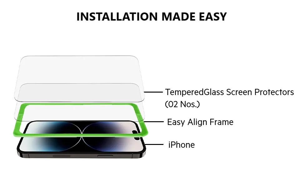 Belkin Tempered Glass Screen Protector Guard for iPhone 15 (2 Pack) overview 2