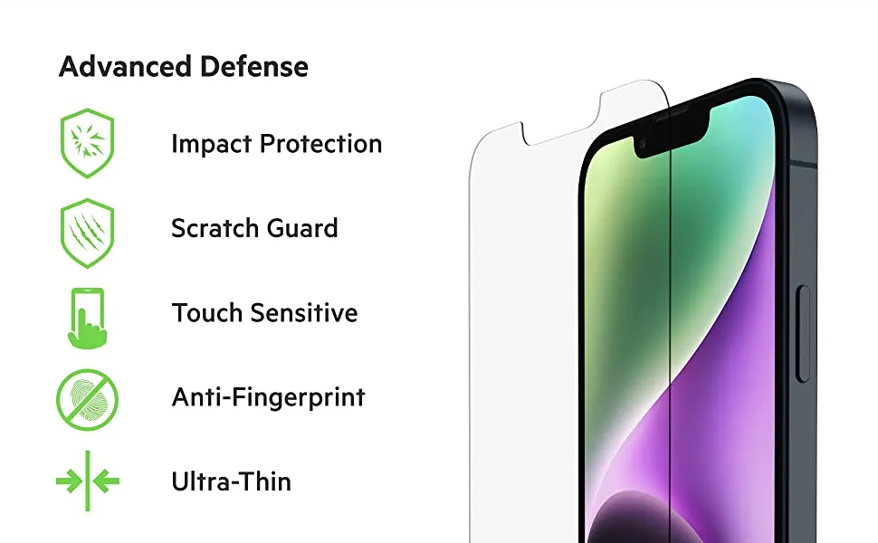 Belkin Tempered Glass Screen Protector Guard for iPhone 15 Pro (2 Pack) overview 5