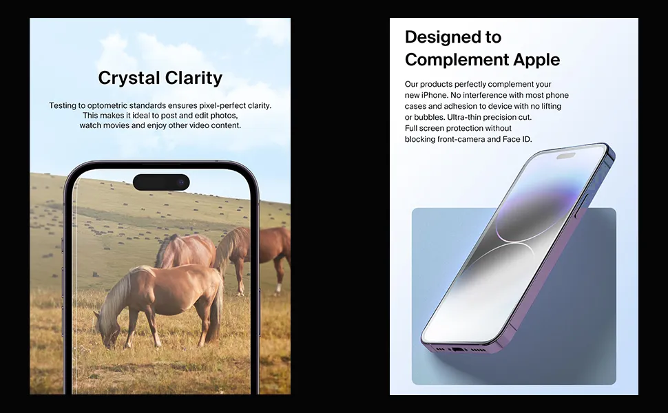 Belkin Tempered Glass Screen Protector Guard for iPhone 15 Pro Max (2 Pack) overview 4