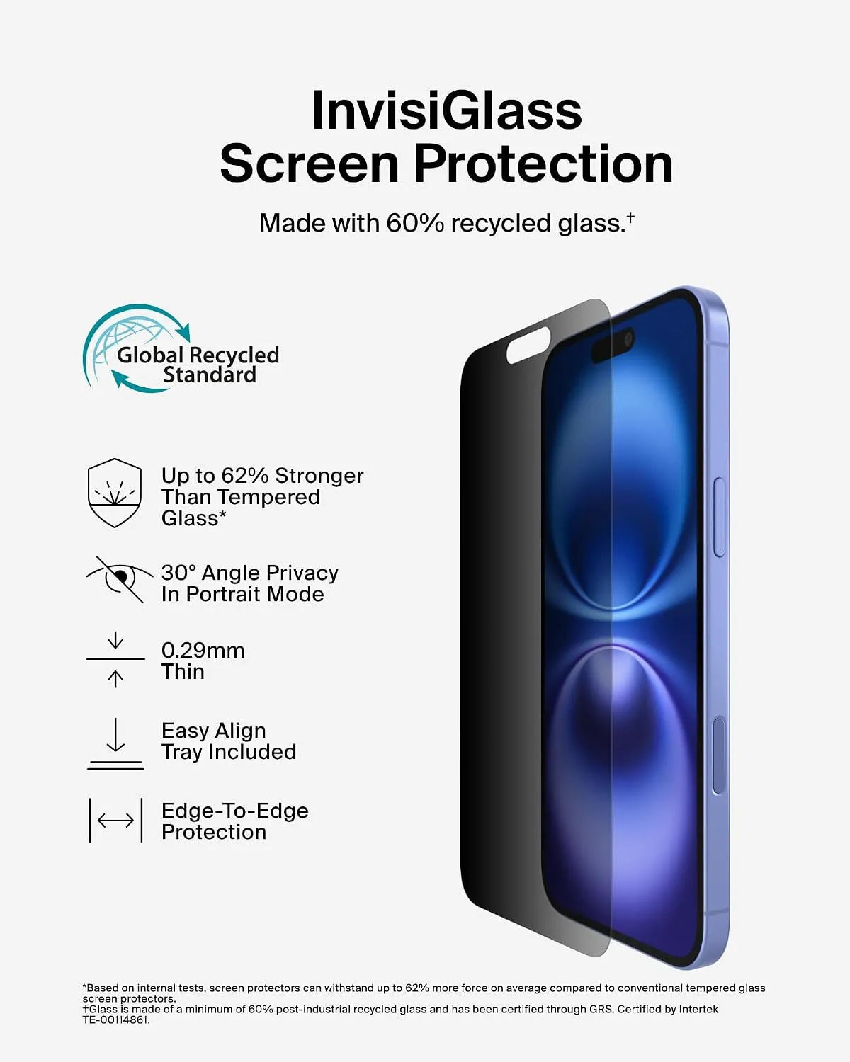 Belkin iPhone 16 Plus Privacy Full Screen Protector Tempered Glass with Easy Align Tray overview 2