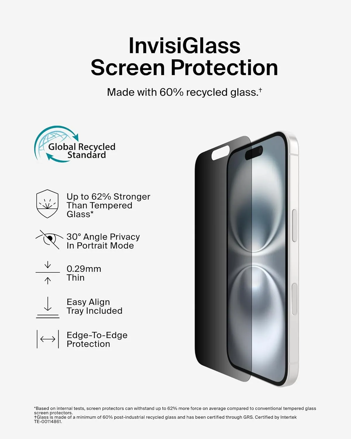 Belkin iPhone 16 Privacy Tempered Glass with Easy Align Tray overview 2