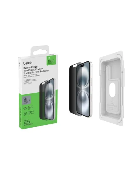 Belkin iPhone 16 Privacy Tempered Glass with Easy Align Tray