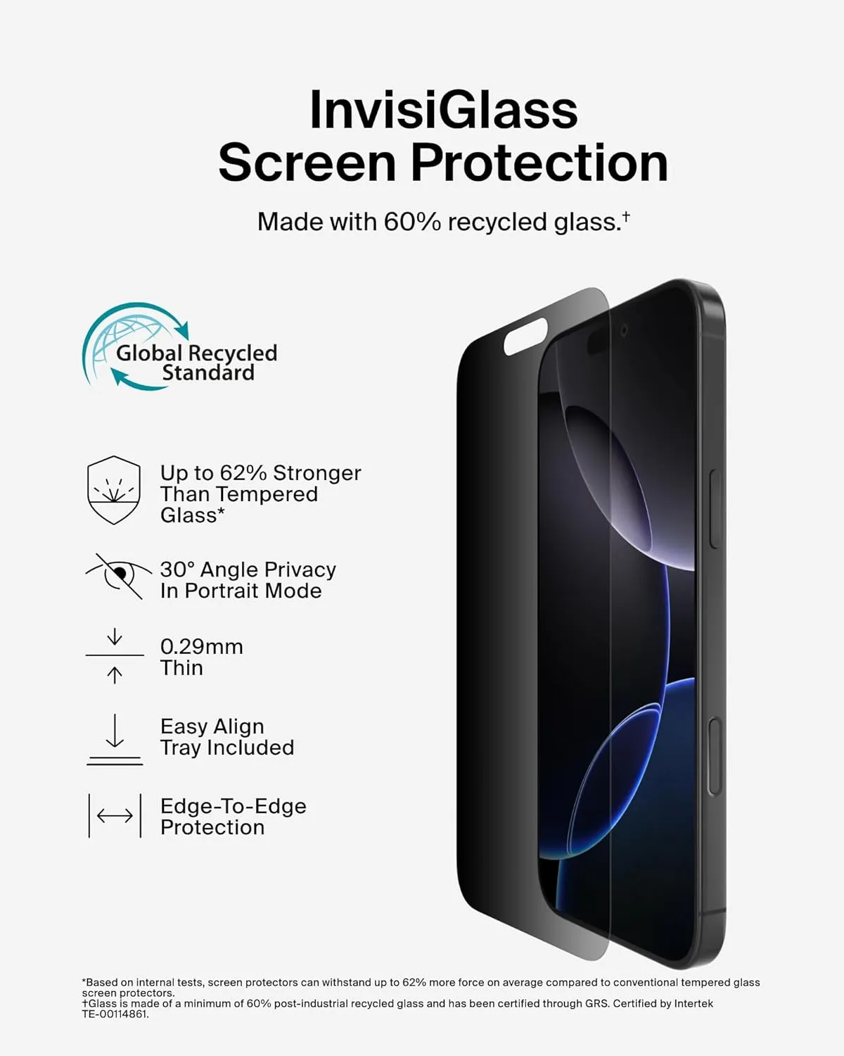 Belkin iPhone 16 Pro Max Privacy Full Screen Protector Tempered Glass with Easy Align Tray overview 3
